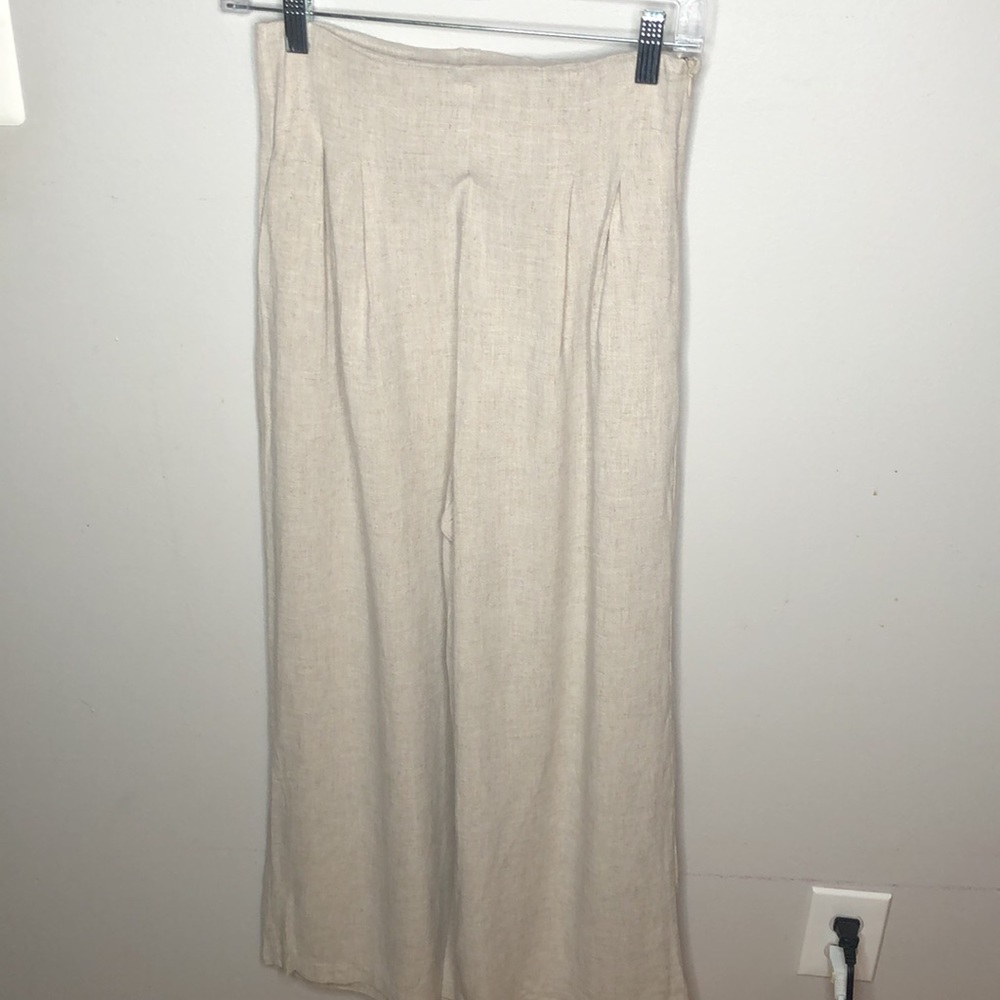 Oatmeal Beige Wide Leg Ankle High Waist Pant - Picture 5 of 10